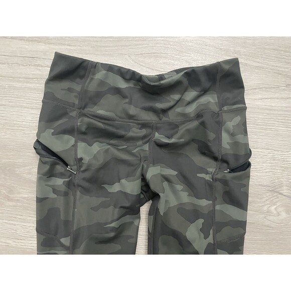 Athleta green camo leggings 7/8 pockets yoga workout exercise size small - Picture 3 of 9